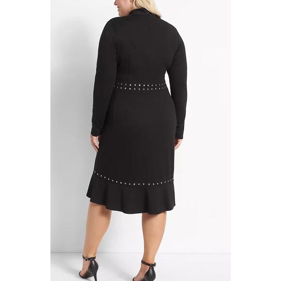 NWT Lane Bryant Black Studded Fit & Flare Midi Dress Sz 18 Romantic Gothic - Picture 9 of 9